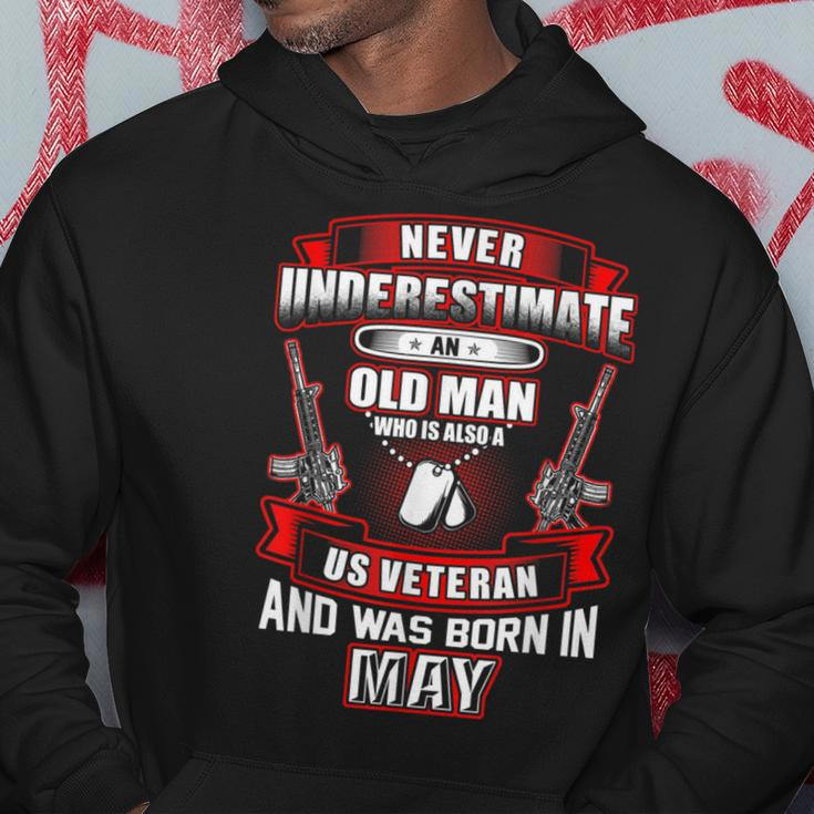Never Underestimate An Old Us Veteran Born In May Xmas Hoodie Funny Gifts