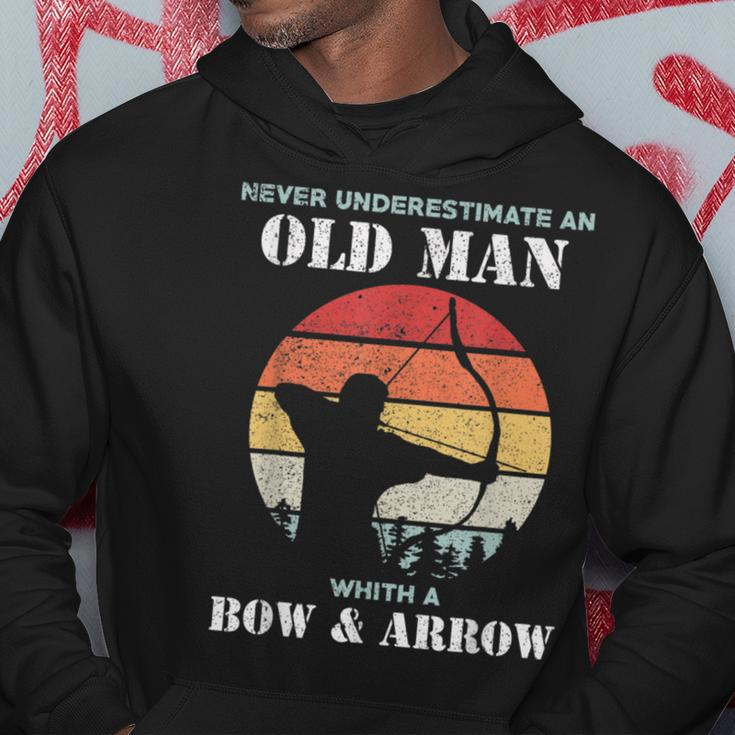 Never Underestimate Un Old Man With Bow And Arrow Archers Hoodie Personalized Gifts