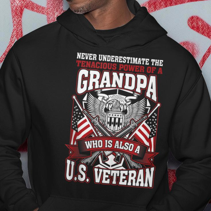 Never Underestimate US Veteran Grandpa Grandfather Hoodie Unique Gifts