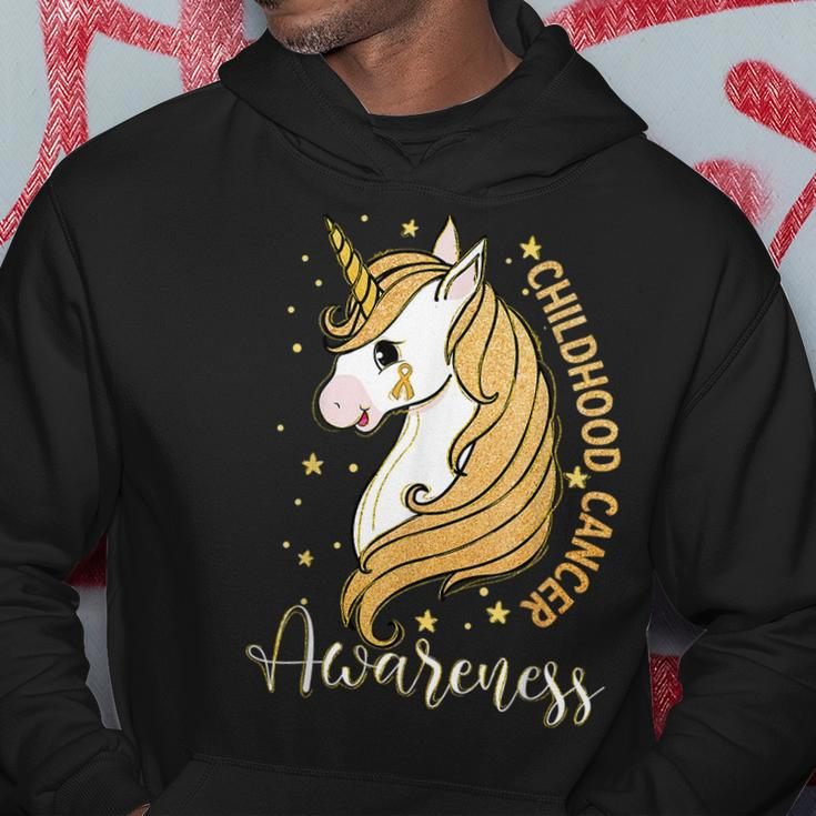 Unicorn Childhood Cancer Warrior In September We Wear Gold Hoodie Unique Gifts