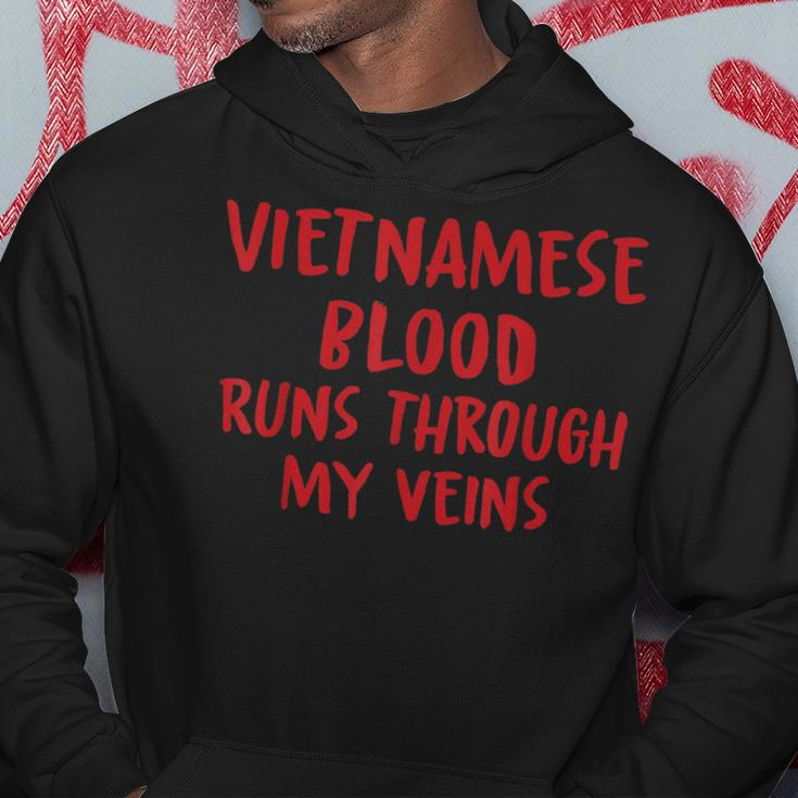 Vietnamese Blood Runs Through My Veins Novelty Word Hoodie Funny Gifts