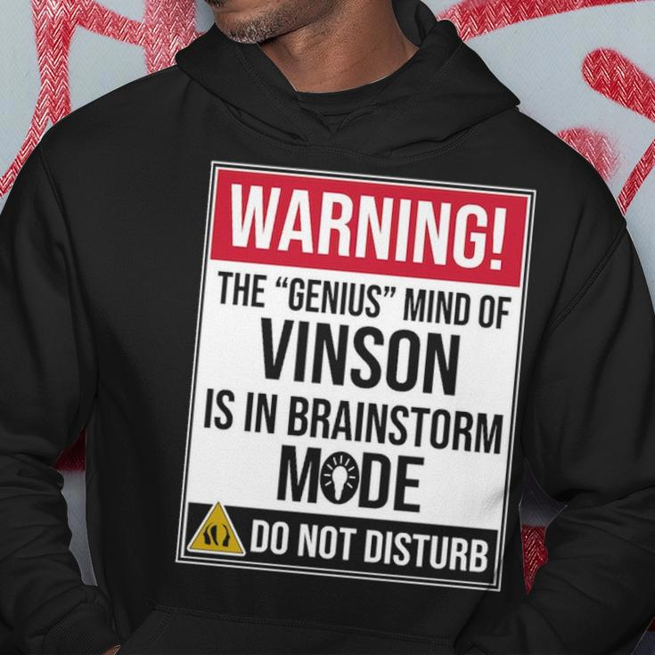 Vinson Name Gift The Genius Mind Of Vinson Hoodie Funny Gifts