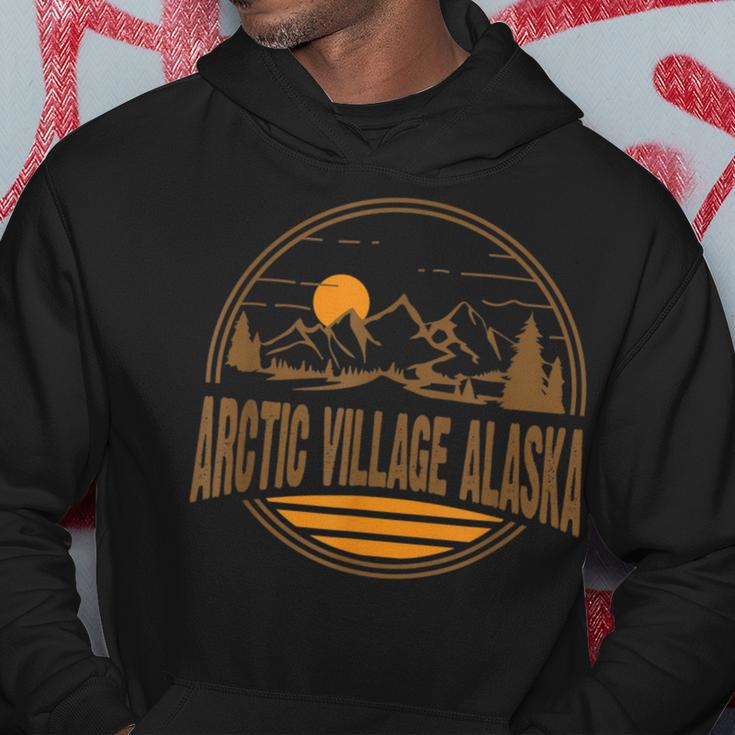 Vintage Arctic Village Alaska Mountain Hiking Souvenir Print Hoodie Unique Gifts