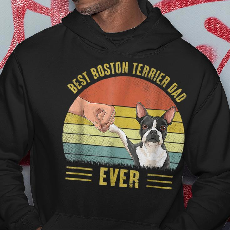 Vintage Best Boston Terrier Dad Ever Fist Bump Fathers Day Hoodie Unique Gifts