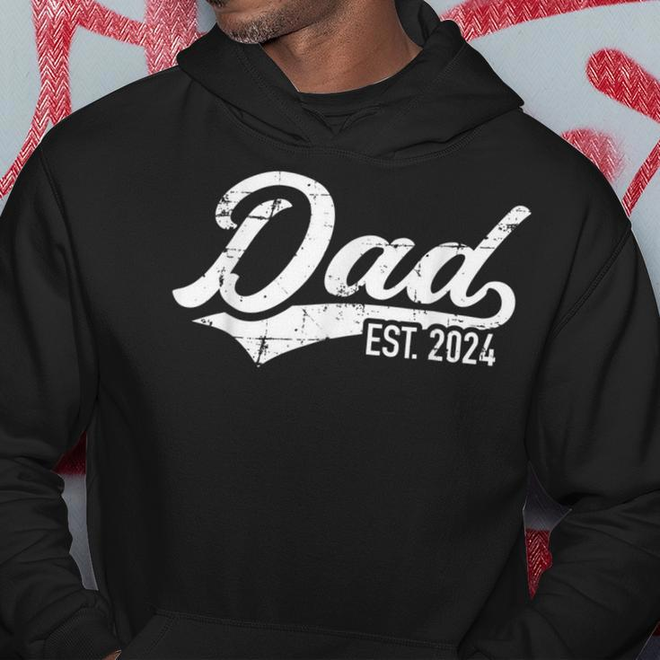 Vintage Dad Est 2024 For Fathers Day Promoted To Daddy 2024 Hoodie Funny Gifts