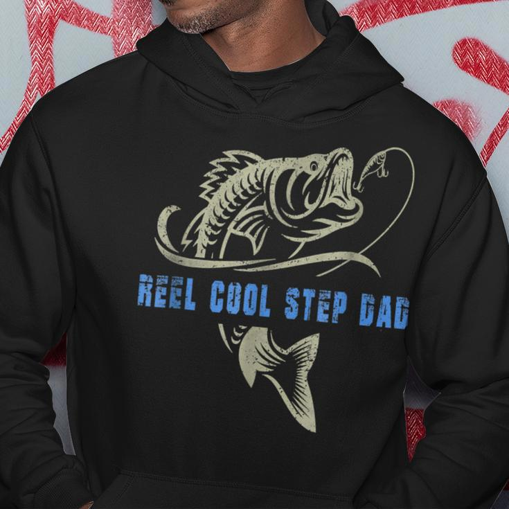 Vintage Fishing Reel Cool Step Dad Funny Fish Fathers Day Hoodie Funny Gifts