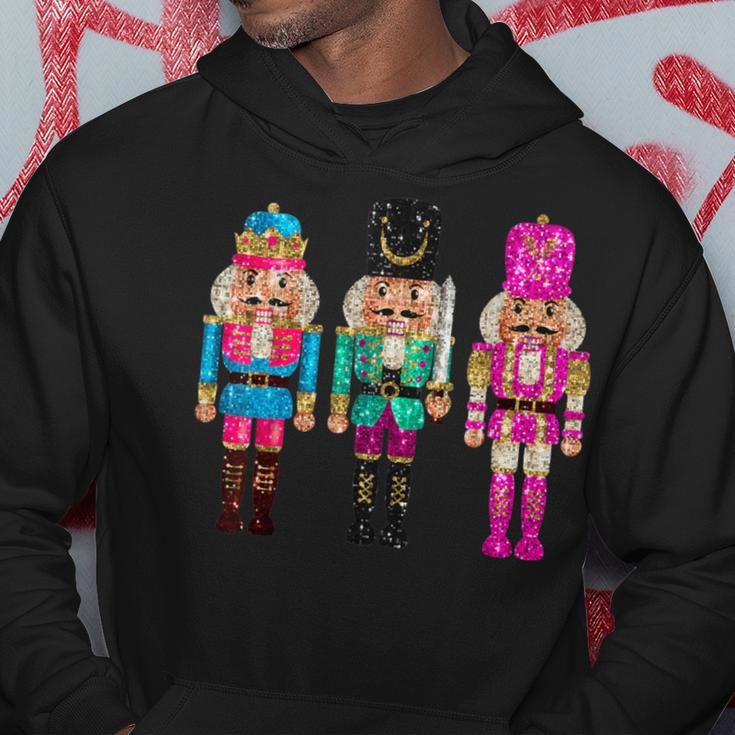 Vintage Sequin Cheerful Sparkly Nutcrackers Christmas Hoodie Unique Gifts