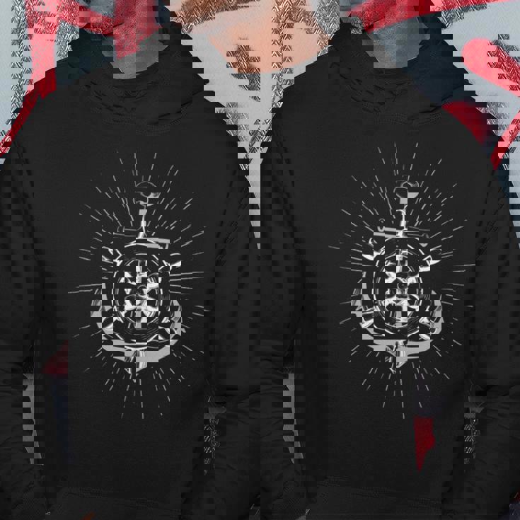Vintage Hand Drawn Anchor And Ship Wheel Design White - Hoodie Unique Gifts