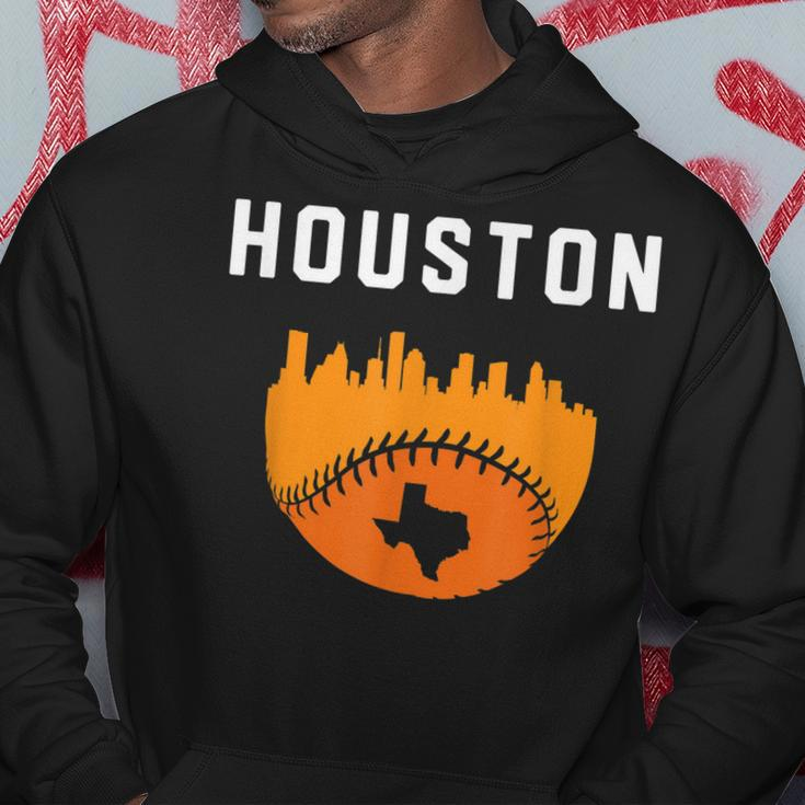 Vintage Houston Texas Cityscape Baseball Graphic Hoodie Unique Gifts