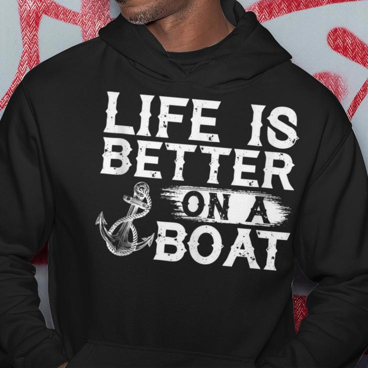Vintage Life Is Better On A Boat Sailing Fishing Hoodie Funny Gifts