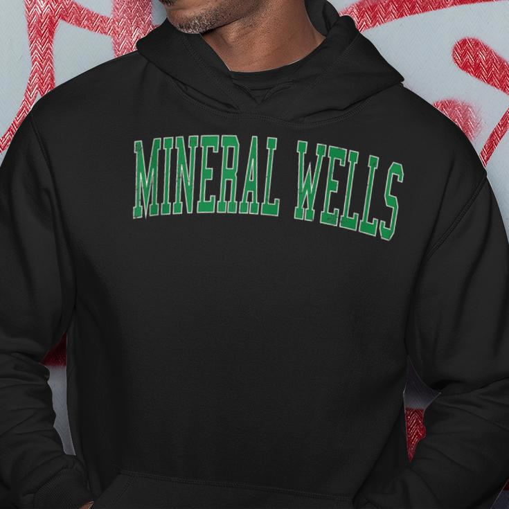 Vintage Mineral Wells Tx Distressed Green Varsity Style Hoodie Unique Gifts