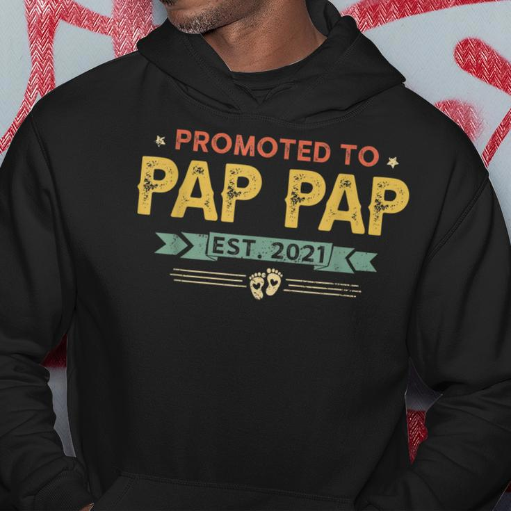Vintage New Grandpa Promoted To Pap Pap Est2021 New Baby Hoodie Unique Gifts