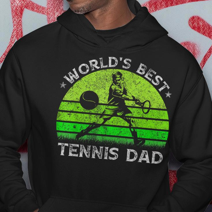 Vintage Retro Worlds Best Tennis Dad Silhouette Sunset Gift Hoodie Unique Gifts