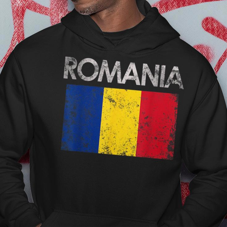 Vintage Romania Romanian Flag Pride Gift Pride Month Funny Designs Funny Gifts Hoodie Unique Gifts