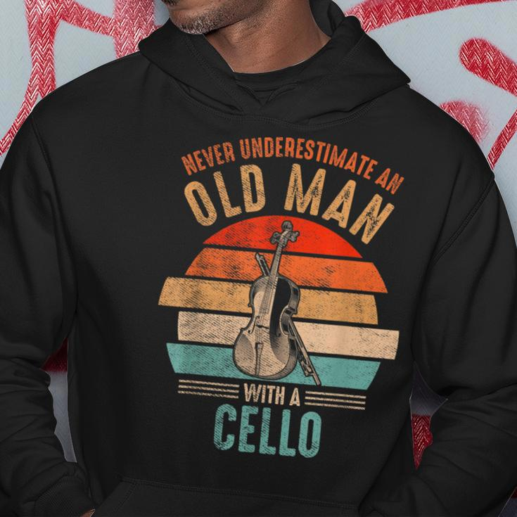 Vintage Never Underestimate An Old Man With A Cello Hoodie Funny Gifts