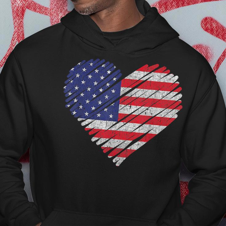 Vintage Usa Flag 4Th Of July Heart American Patriotic Hoodie Unique Gifts