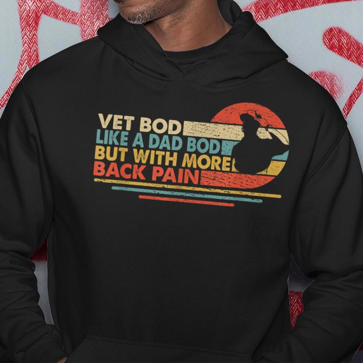 Vintage Vet Bod Like A Dad Bod But With More Back Pain Retro Hoodie Funny Gifts