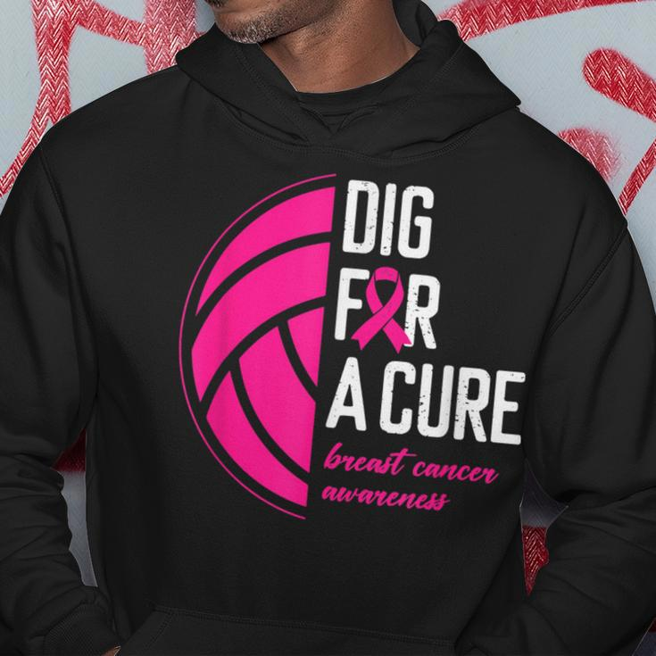 Volleyball Pink Out Dig For A Cure Breast Cancer Awareness Hoodie Funny Gifts