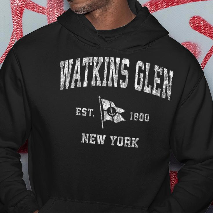 Watkins Glen Ny Vintage Nautical Boat Anchor Flag Sports Hoodie Unique Gifts