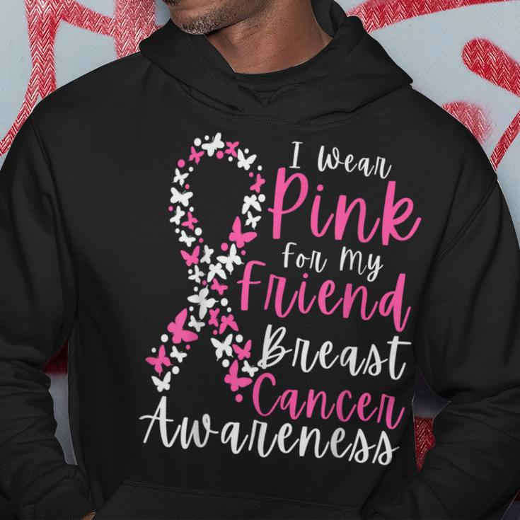 I Wear Pink For My Friend Breast Cancer Awareness Support Hoodie Funny Gifts