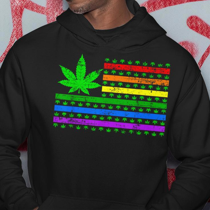 Weed Marijuana Cannabis Gay Lgbt Pride American Flag Trans Hoodie Unique Gifts