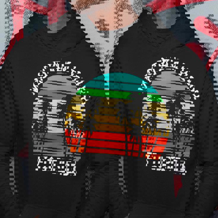 West Palm Beach Florida Retro Sunset Palm Trees Hoodie Unique Gifts