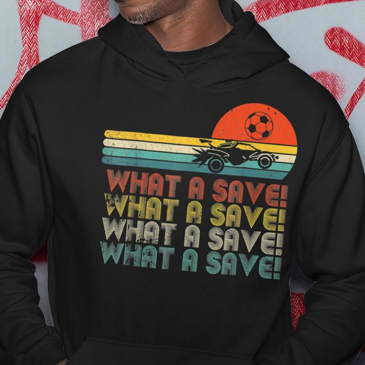 What A Save Vintage Retro Rocket Soccer Car League Funny Soccer Funny Gifts Hoodie Unique Gifts