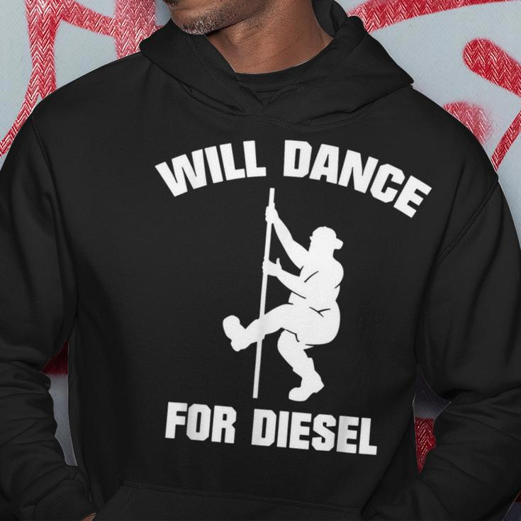 Will Dance For Diesel Fat Guy Fat Man Pole Dance Hoodie Unique Gifts