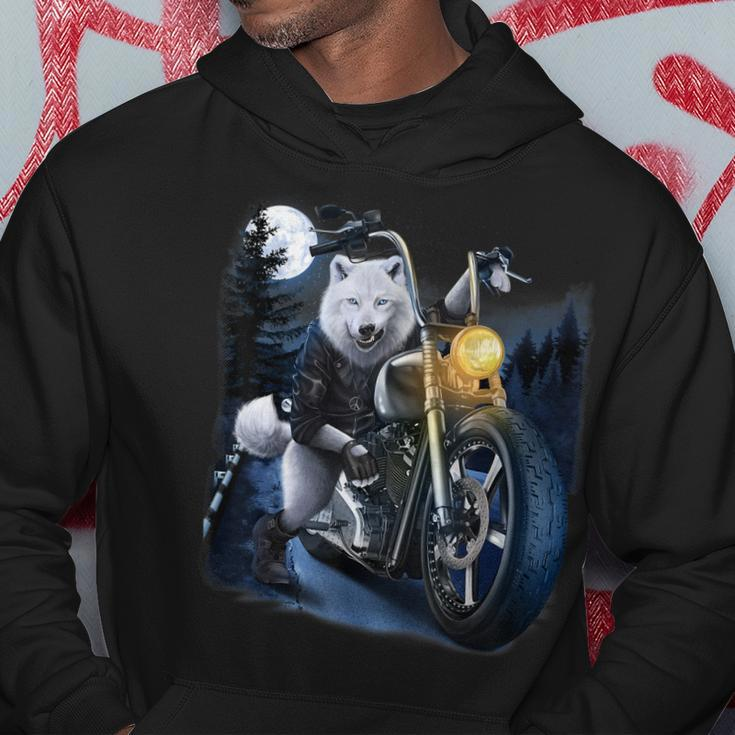 Wolf Riding Chopper Motorcycle In Full Moon Hoodie Unique Gifts