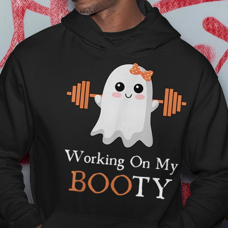 Working On My Booty Boo-Ty Halloween Gym Ghost Pun Hoodie Funny Gifts