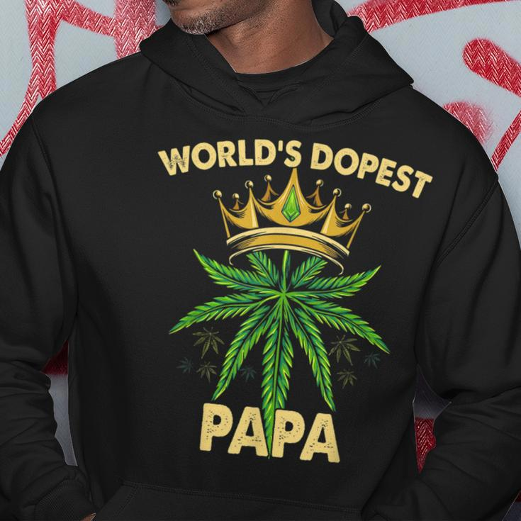 Worlds Dopest Papa Cannabis 420 Fathers Day Weed Dad Hoodie Funny Gifts