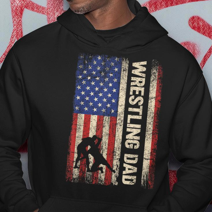Wrestling Dad Usa American Flag Wrestle Men Fathers Day Hoodie Unique Gifts