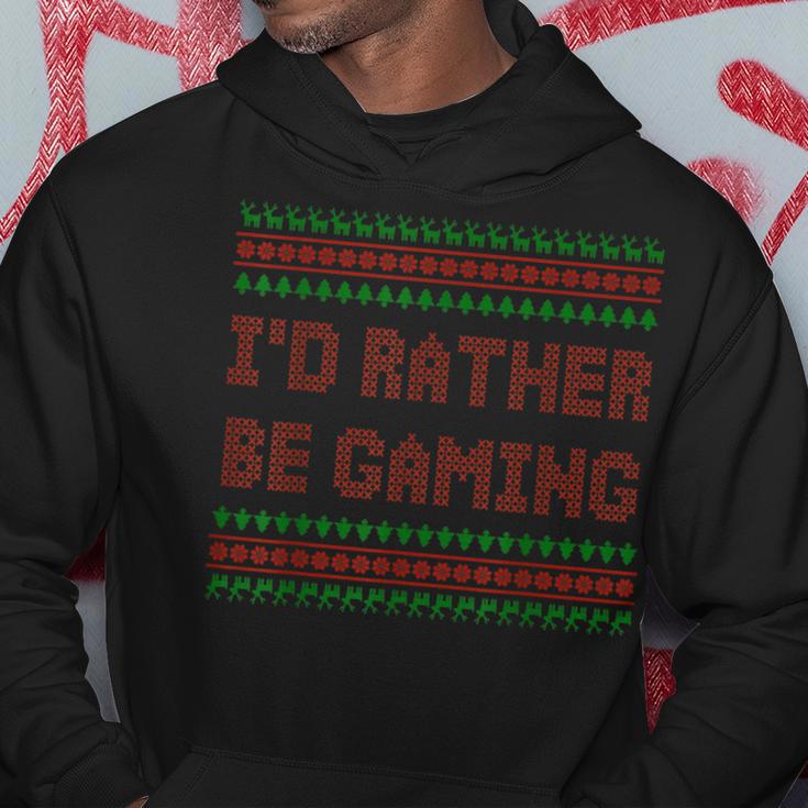 Xmas Ugly Christmas Sweater I'd Rather Be Gaming Hoodie Unique Gifts