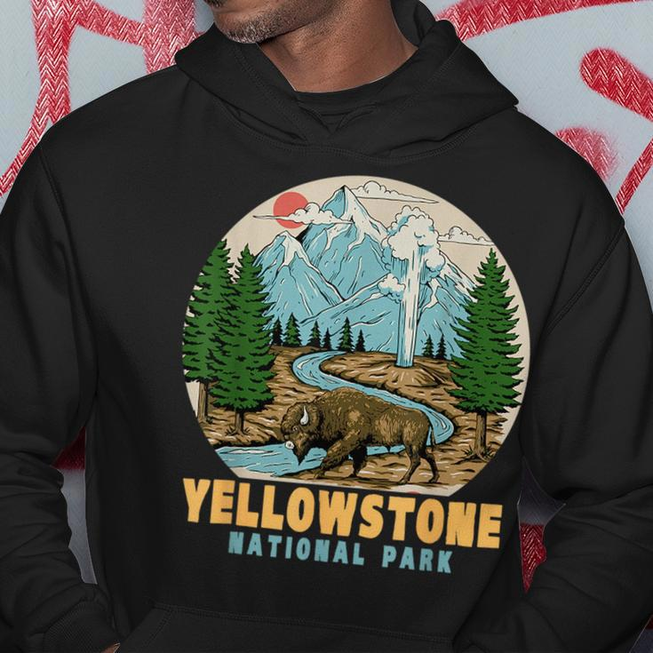 Yellowstone National Park Bison Retro Hiking Camping Outdoor Hoodie Unique Gifts