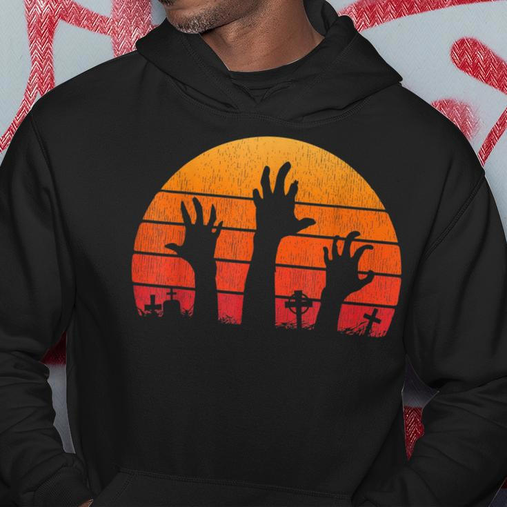 Zombie Hand Scary Costume Halloween Vintage Retro Sunset 80S 80S Vintage Designs Funny Gifts Hoodie Unique Gifts