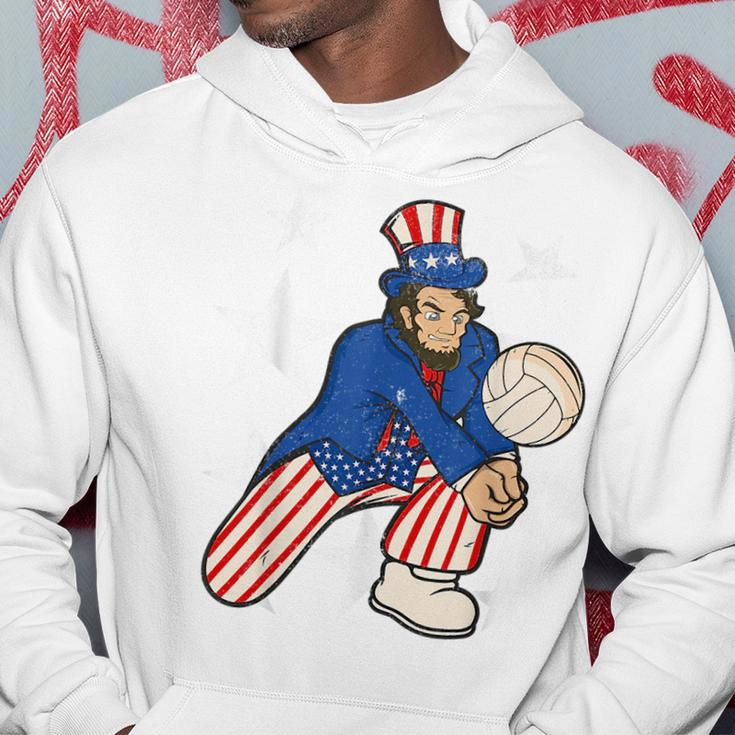 Abraham Lincoln Playing Volleyball Funny 4Th Of July Hoodie Unique Gifts