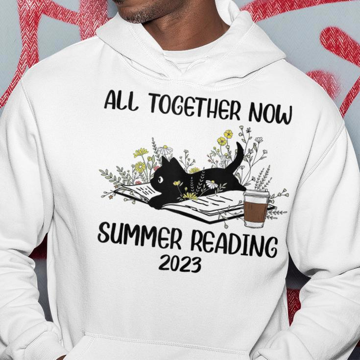 All Together Now Summer Reading 2023 Groovy Cat Book Lover Hoodie Unique Gifts