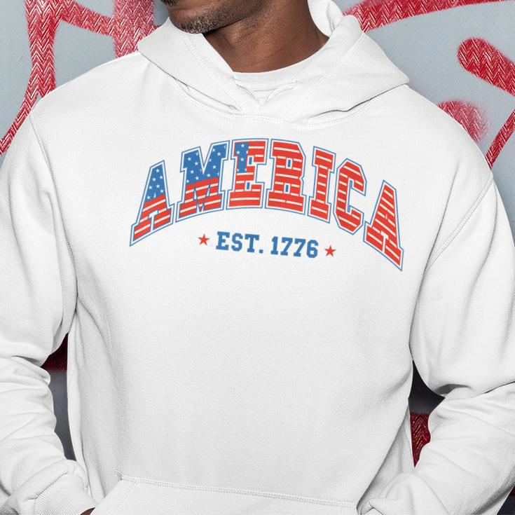 America Est 1776 Patriotic Usa 4Th Of July America Flag Hoodie Unique Gifts