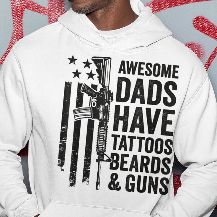 Awesome Dads Have Tattoos Beards & Guns - Funny Dad Gun Hoodie Personalized Gifts