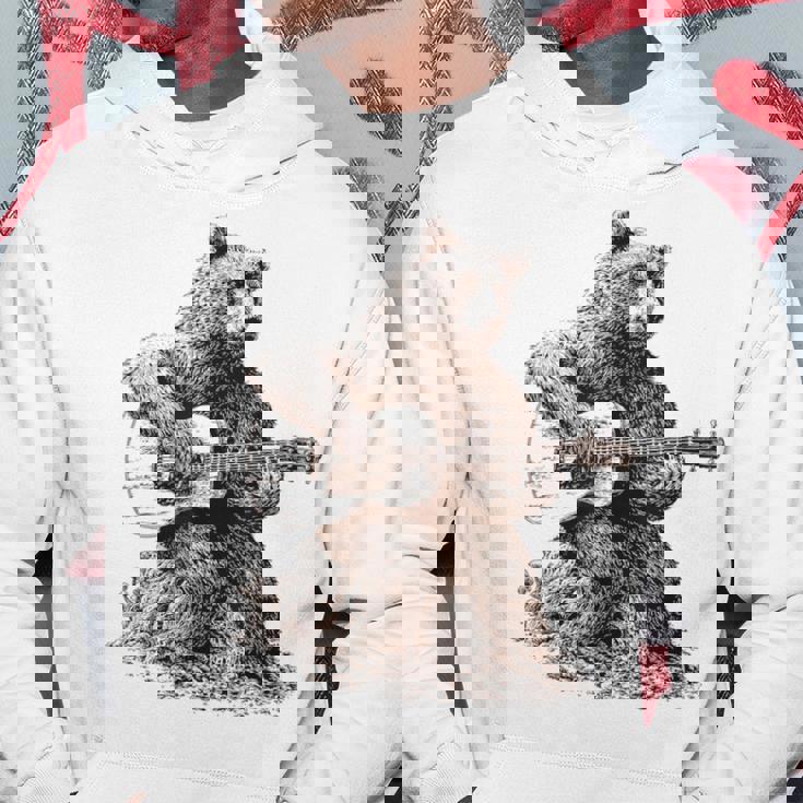 Bear Playing Guitar Players Music Gift Dad Rock N Roll Hoodie Unique Gifts