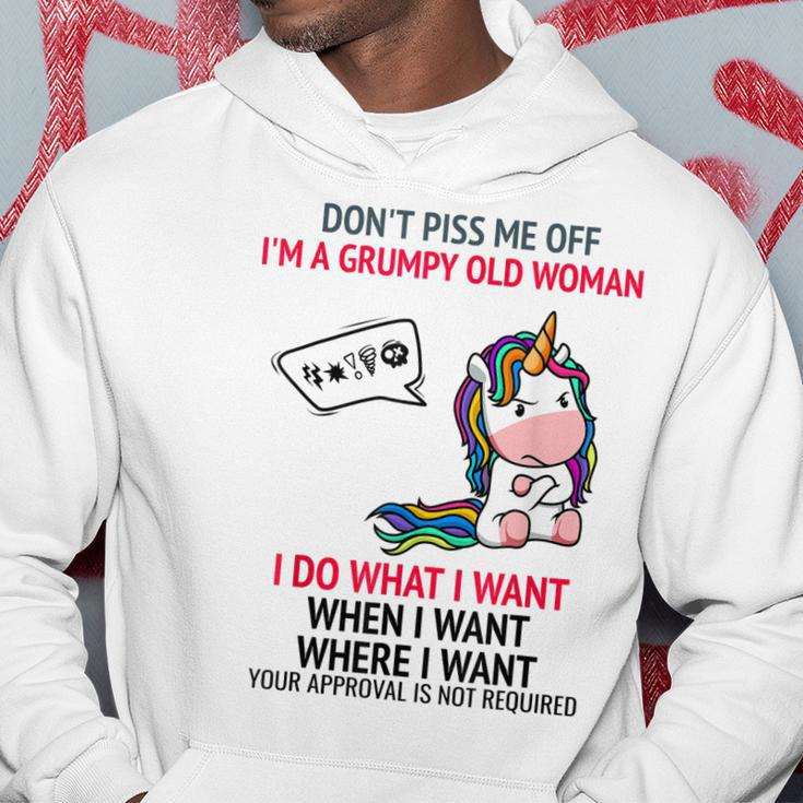Dont Piss Me Off Im A Grumpy Old Woman Cute Unicorn Funny Hoodie Unique Gifts
