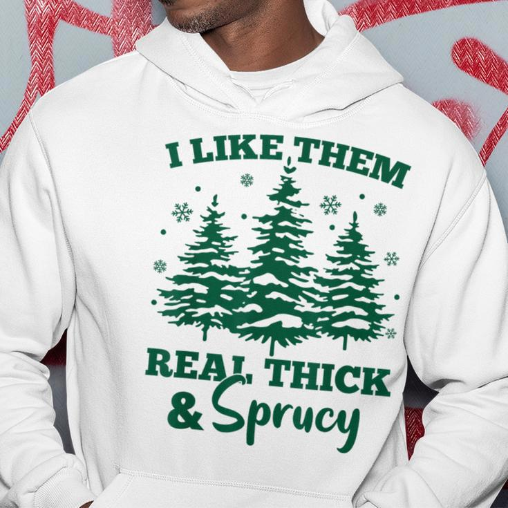I Like Em Real Thick And Sprucey Christmas Tree Hoodie Personalized Gifts