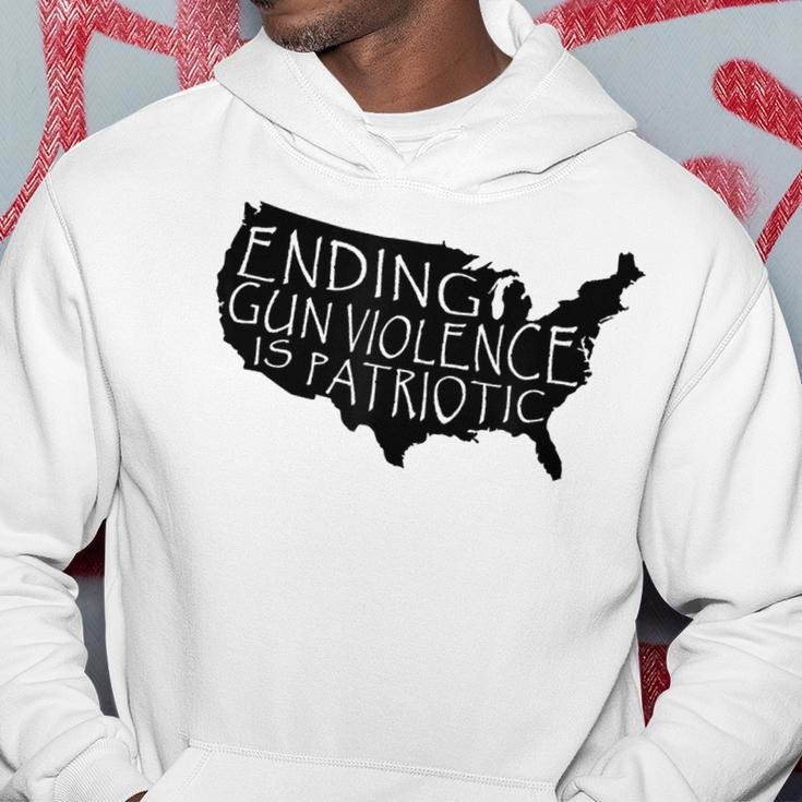 Ending Gun Violence Is Patriotic United States Silhouette Patriotic Funny Gifts Hoodie Unique Gifts