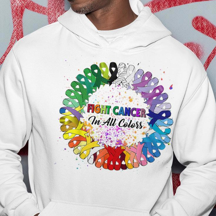 Fight Cancer In All Color Ribbon Fighter Warrior Support Hoodie Unique Gifts