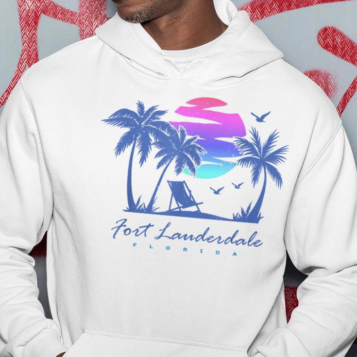 Fort Lauderdale Florida Beach Vacation Retro Vintage Sunset Hoodie Unique Gifts