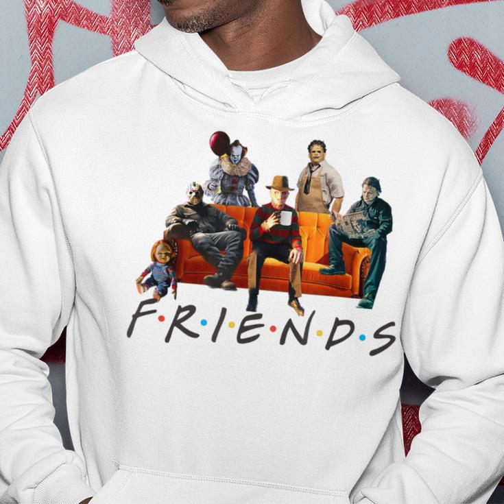 Halloween Friends Crew Gathering On A Spooky Orange Couch Hoodie Funny Gifts
