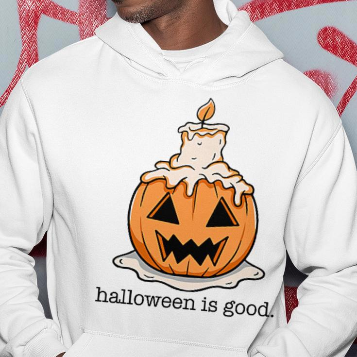 Halloween Is Good And Life Spooky Pumpkin Candle Halloween Hoodie Unique Gifts