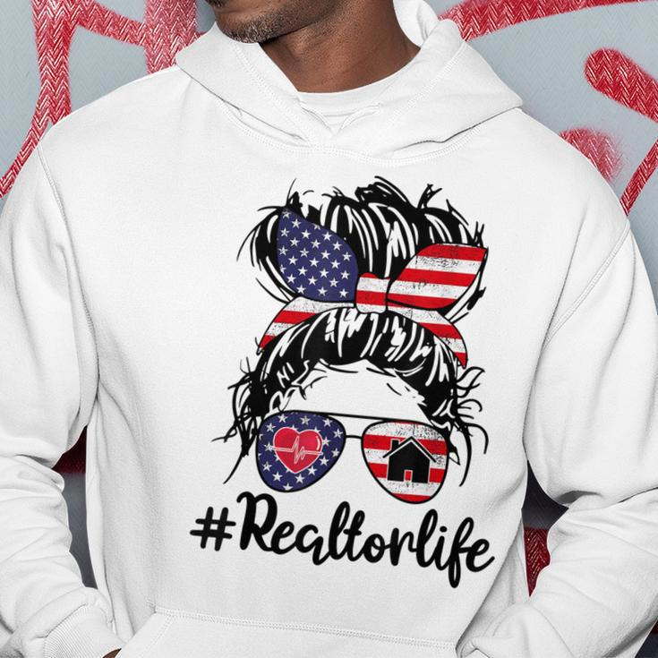 Happy July 4Th Day Real Estate Messy Buns Usa Flag Hoodie Unique Gifts