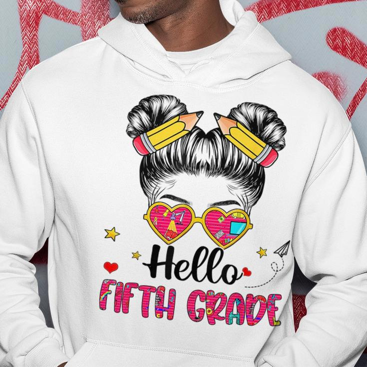 Hello Fifth Grade Messy Bun Back To School First Day Girl Hoodie Unique Gifts