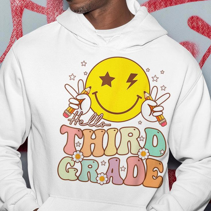 Hello Third Grade Hippie Smile Face 3Rd Grade Back To School 3Rd Grade Funny Gifts Hoodie Unique Gifts